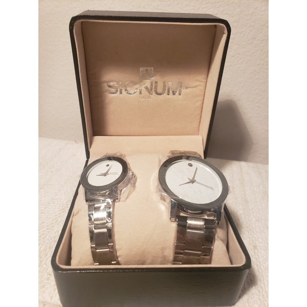 Signum Suisse Watches New Set Of‎ 2 His & Hers Silver Water Resistant